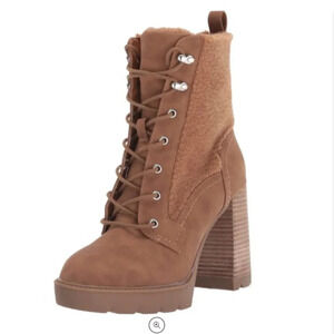 Dolce Vita Dixy Chunky Western Boho Block Heel Tan Lace Up Combat Boot Size 9